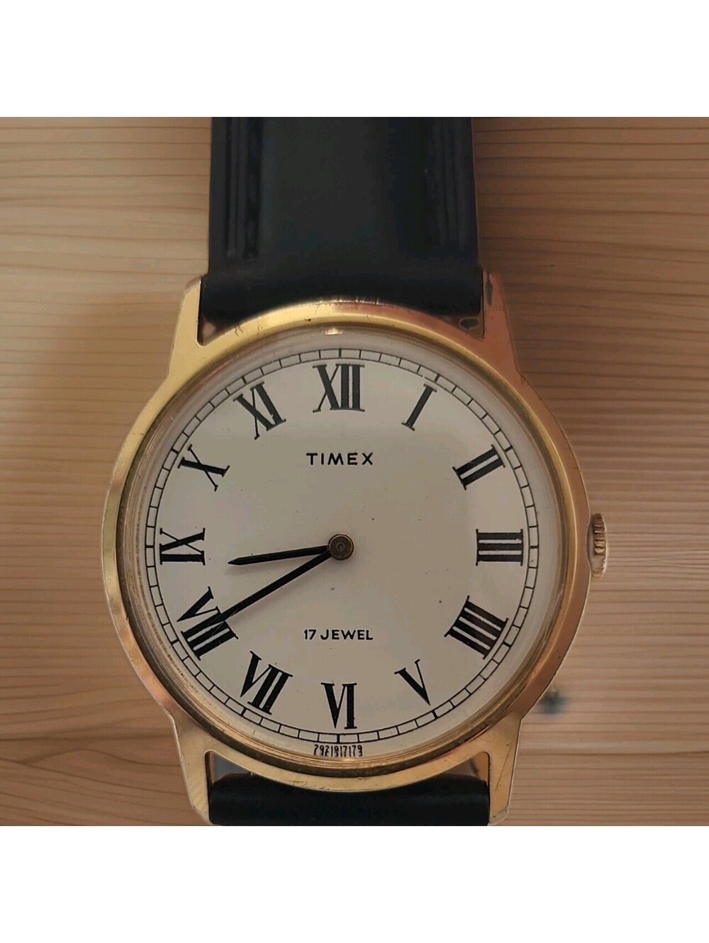 1979 TIMEX Mens Watch Roman Numerals 17 Jewels Manual Wind 33mm 2921917179 EUC
